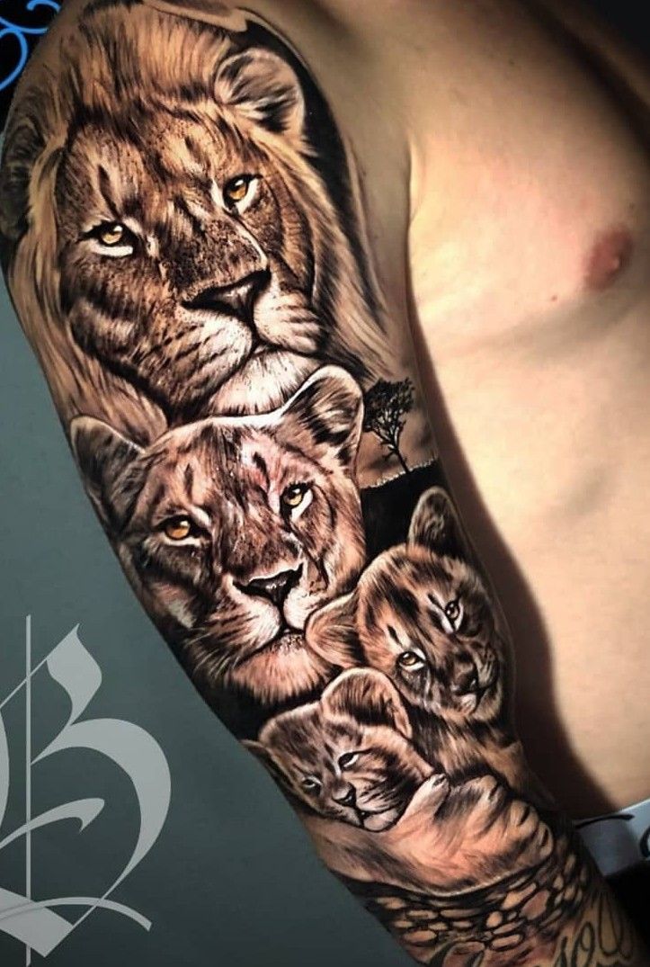 Majestic Lion Family Tattoo Designs for Men and Women: Sleeve, Forearm ...