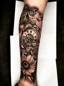 Time tattoo ideas for men and women featuring clocks, roses ...