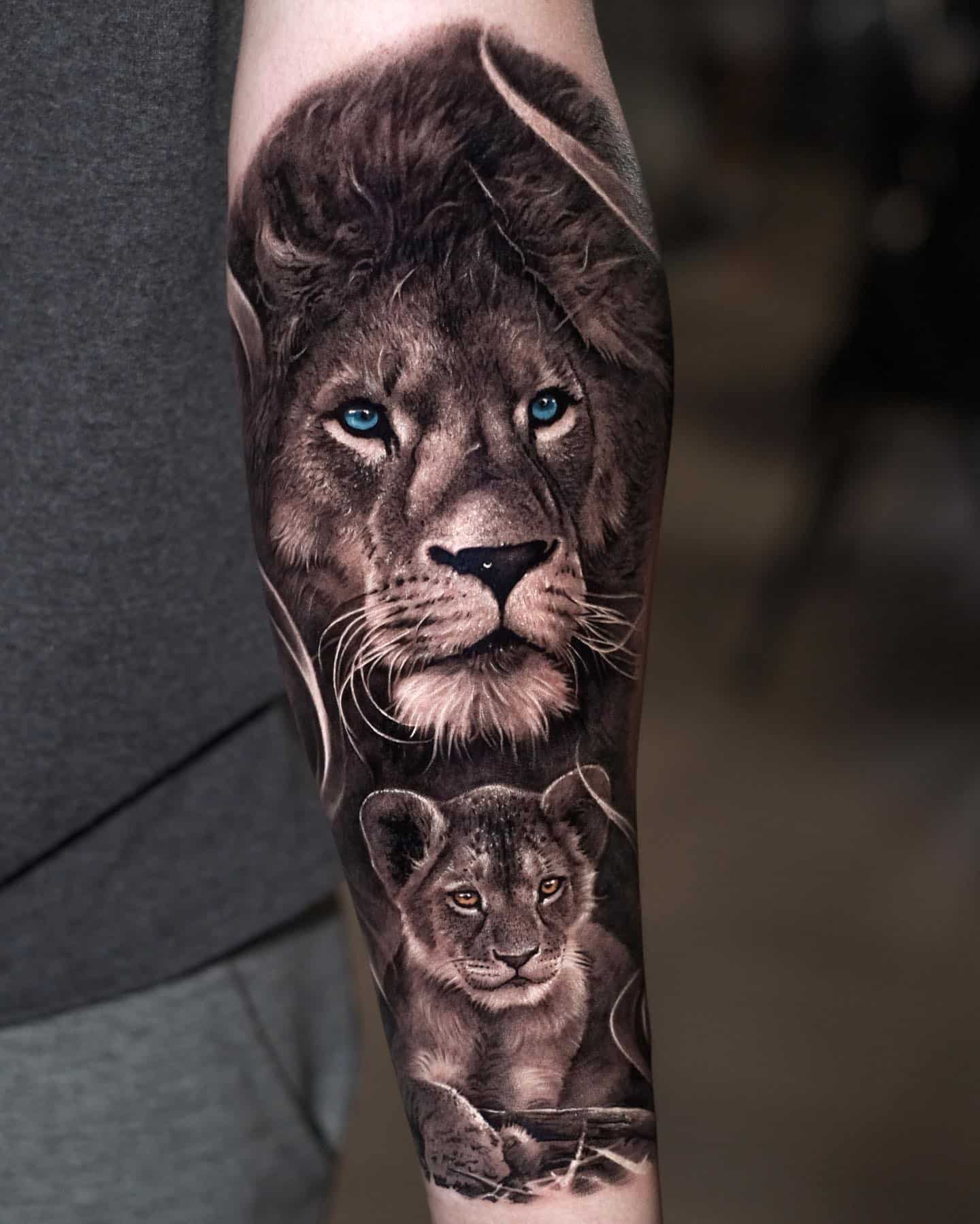 Lion Tattoo with Cubs: Meaningful Designs for Men and Women Showcasing ...