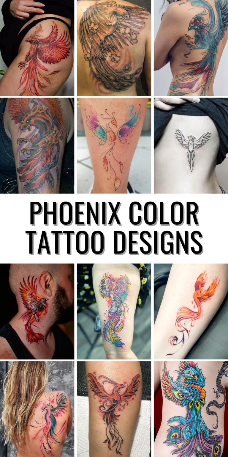 Stunning Phoenix Color Tattoo Designs for Men and Women Featuring ...