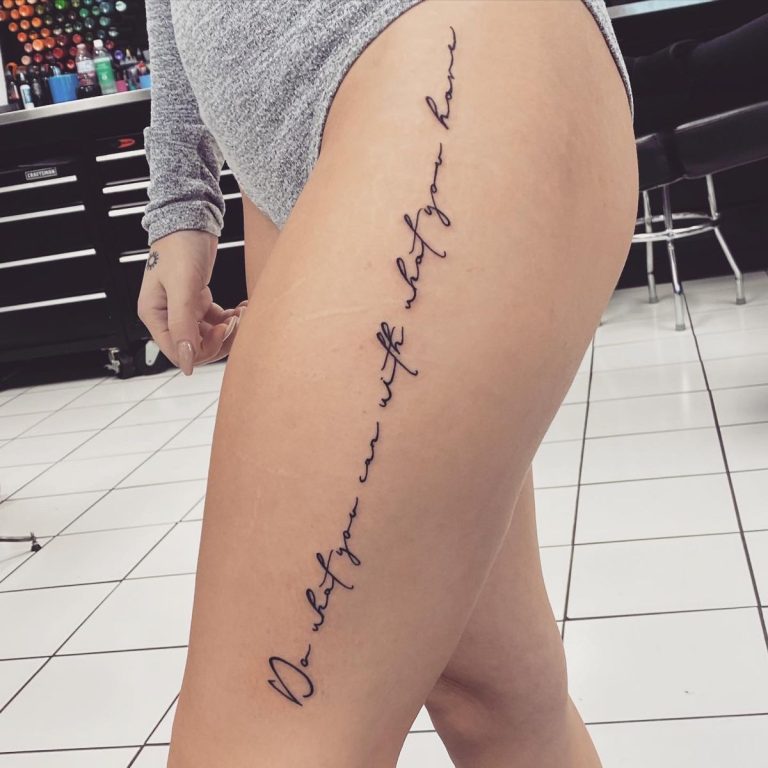 Inspirational Thigh Quote Tattoos: Embracing Words and Resilience