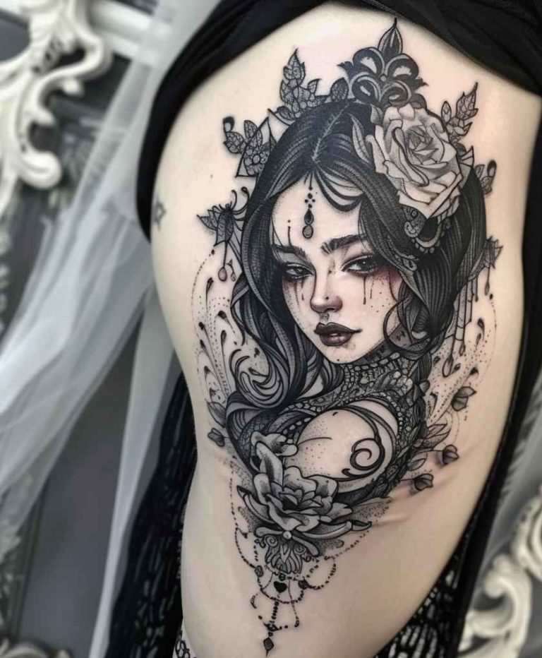 Dark Feminine Tattoo Ideas for Women: Back, Sleeve, Forearm, and Thigh ...