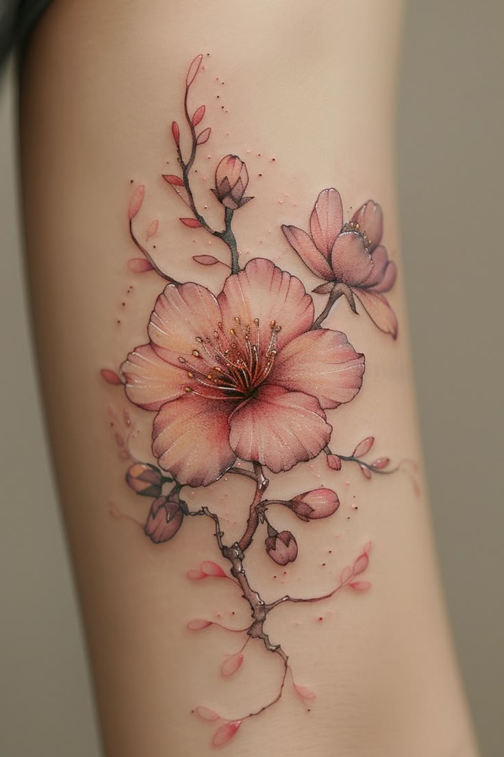 Cherry Blossom Tattoo 2025: 23 Ideas For Sleeve, Arm, Back Thigh With ...