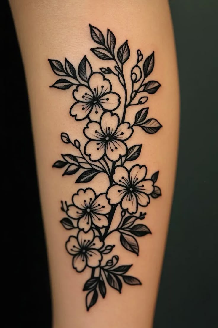 Cherry Blossom Tattoo 2025: 23 Ideas For Sleeve, Arm, Back Thigh With ...