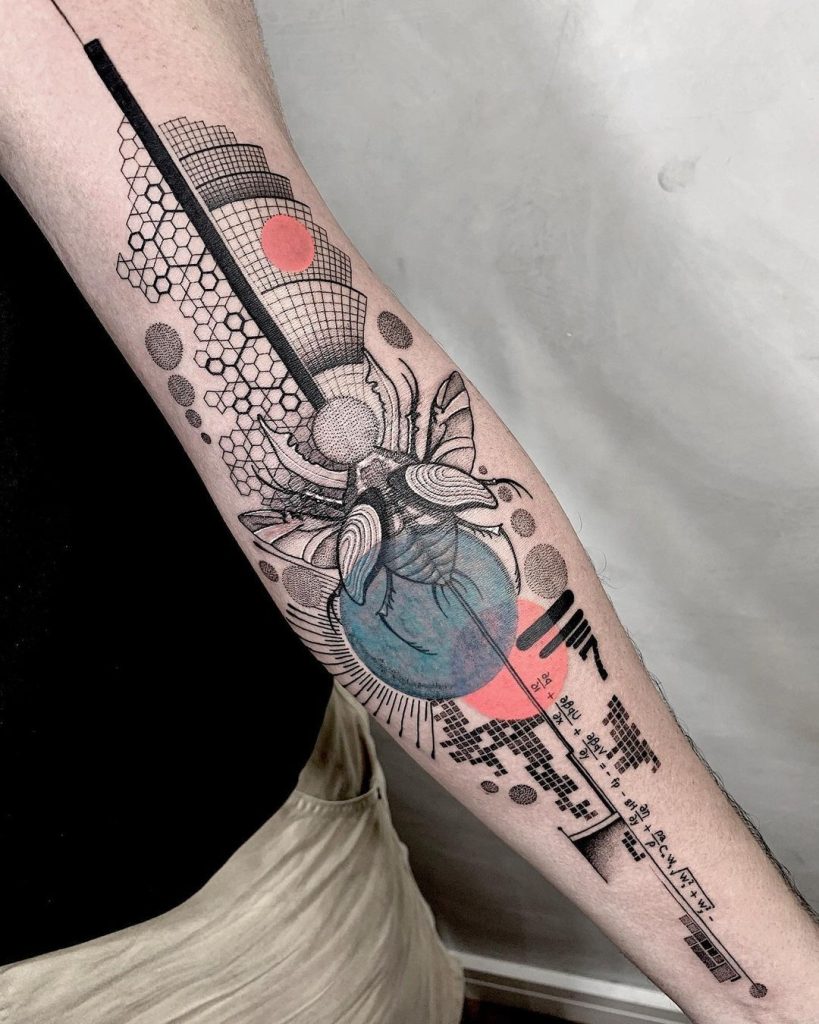 Abstract Path Tattoo 27 Abstract Tattoo Ideas: Minimalist Fine Line, Blackwork, Watercolor ...